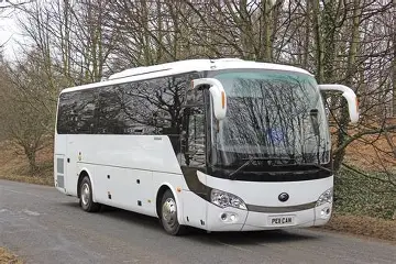Wedding shuttle minibus outside a Dorset wedding venue